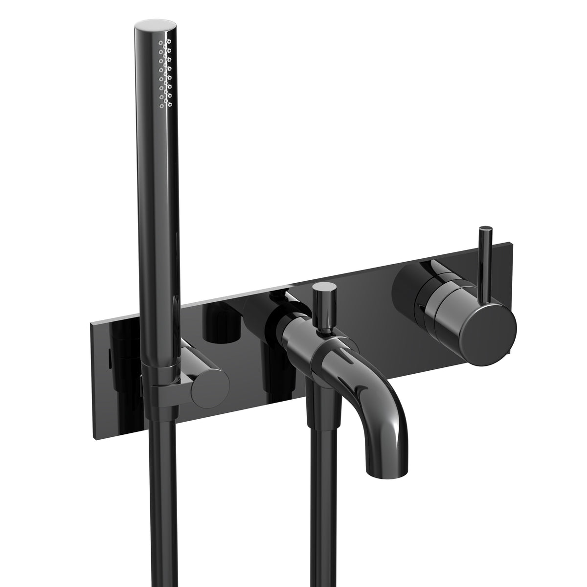 Hotbath Cobber CB126EXT afbouwdeel voor inbouw badmengkraan - Gepolijst Zwart PVD