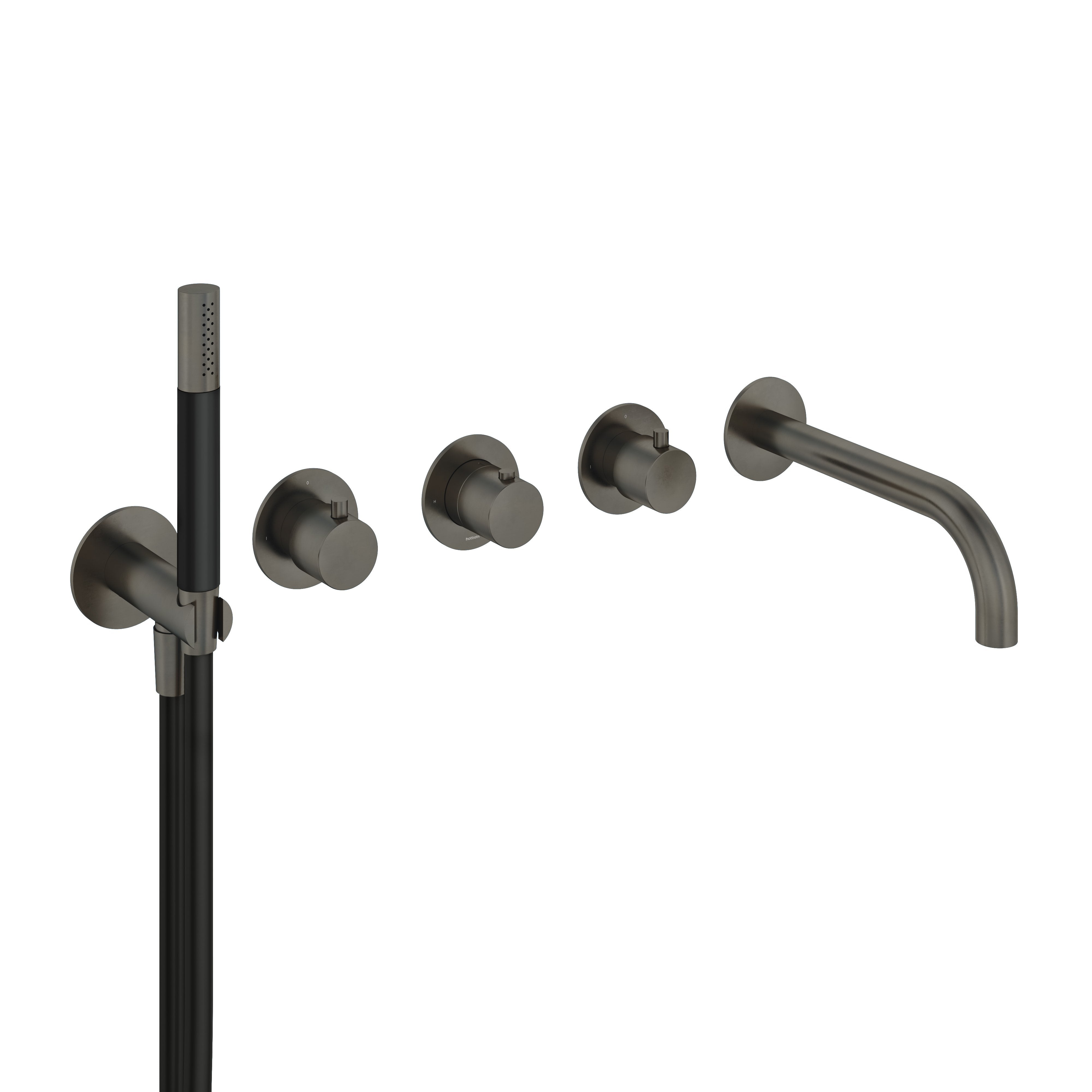 Hotbath Cobber CB7072 inbouw badthermostaat met 2 stopkranen & uitloop Mat Wit