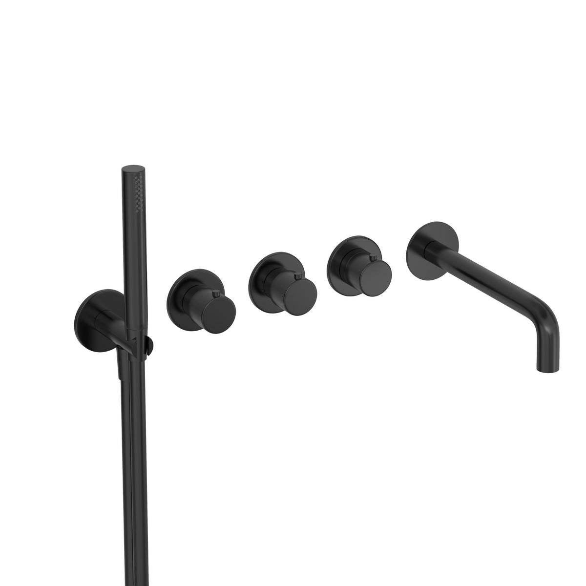 Hotbath Cobber CB7072EXT afbouwdeel voor inbouw badthermostaat met 2 stopkranen en uitloop - Geborsteld Zwart PVD