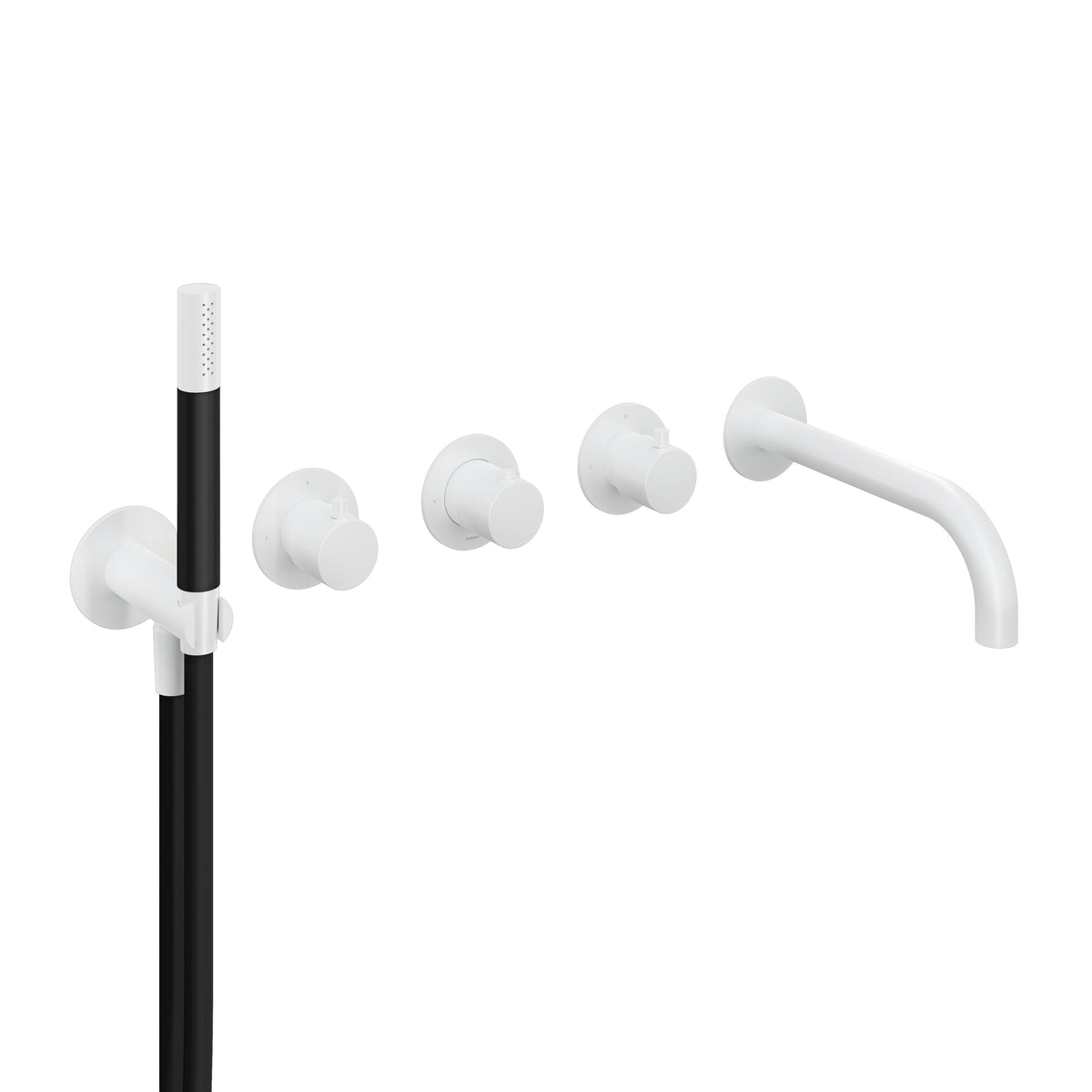 Hotbath Cobber CB7172EXT afbouwdeel voor inbouw badthermostaat met 2 stopkranen en uitloop - Mat Wit