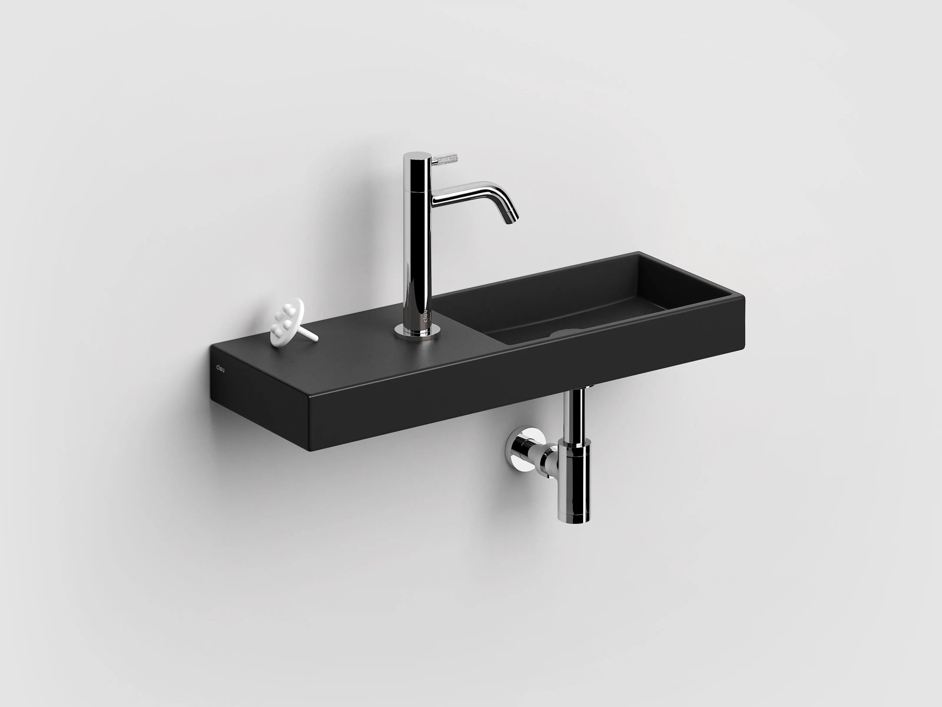 Clou Mini Wash Me fontein 56cm - met kraangat rechts - mat zwart keramiek -  CL/03.12240