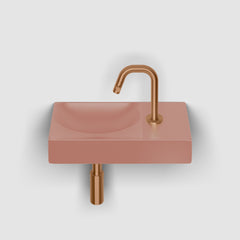 Clou Vale fontein 38x19cm keramiek - met kraangat rechts - mat roze