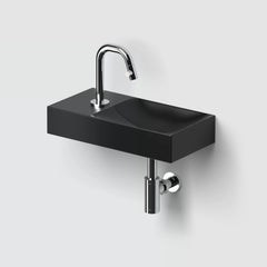 Clou Vale fontein 38cm met kraangat rechts - mat zwart keramiek -  CL/03.30161.01.R