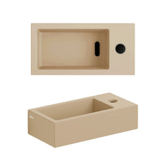 Clou Flush 3 fontein met kraangat en plug, rechts, mat mosterd keramiek -  CL/03.34030