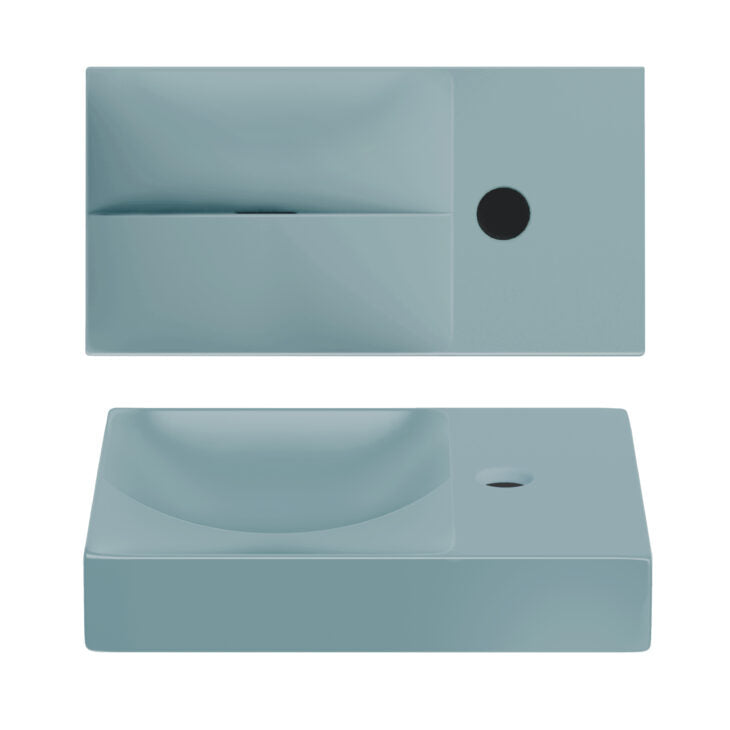 Clou Vale fontein 38cm met kraangat rechts - blauw keramiek -  CL/03.38161.01.R