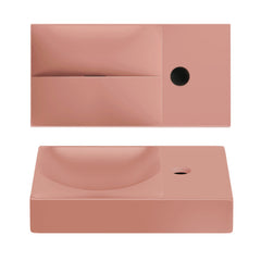 Clou Vale fontein 38x19cm keramiek - met kraangat rechts - mat roze