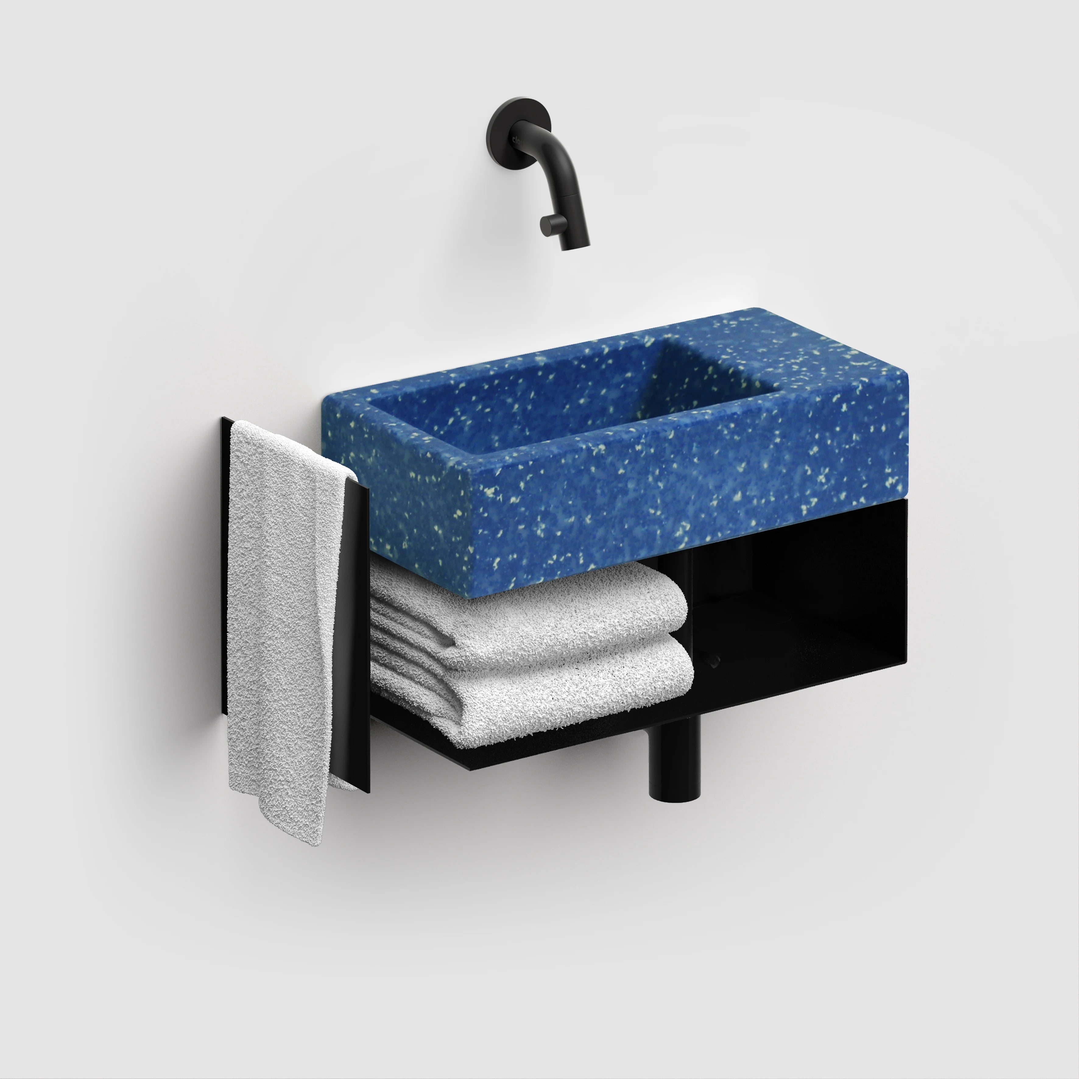 Clou Flush 3 fonteinset 36x18cm open frame zwart - zonder kraangat - ecorazzo