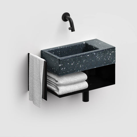 Clou Flush 3 fonteinset 36x18cm open frame zwart - zonder kraangat - ecorazzo
