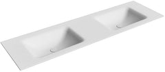 CLOUD Talc solid surface inbouw wastafel 160cm. Positie wasbak Dubbel.