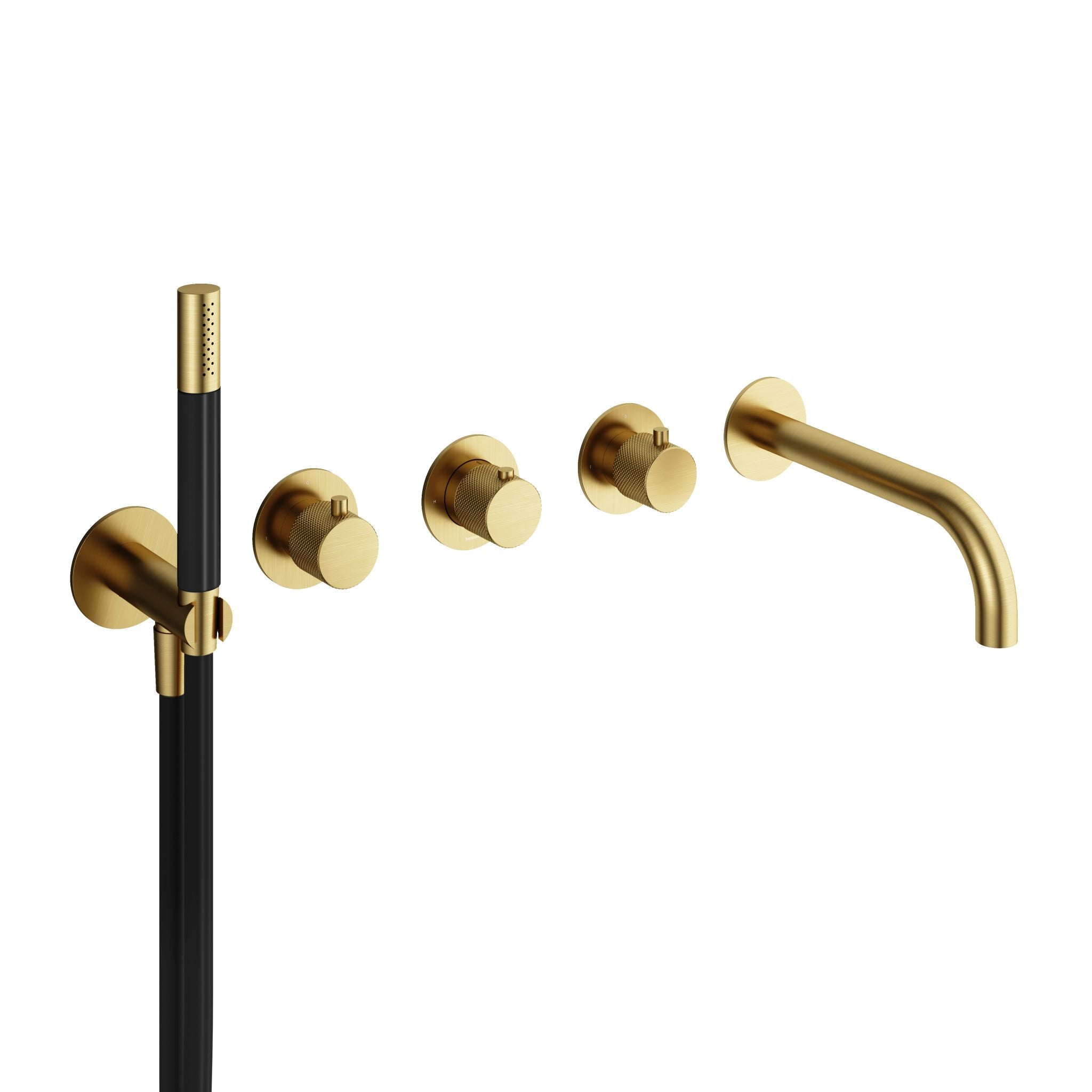Hotbath Cobber X CX7072 inbouw douchethermostaat met 2 stopkranen met uitloop Mat Zwart
