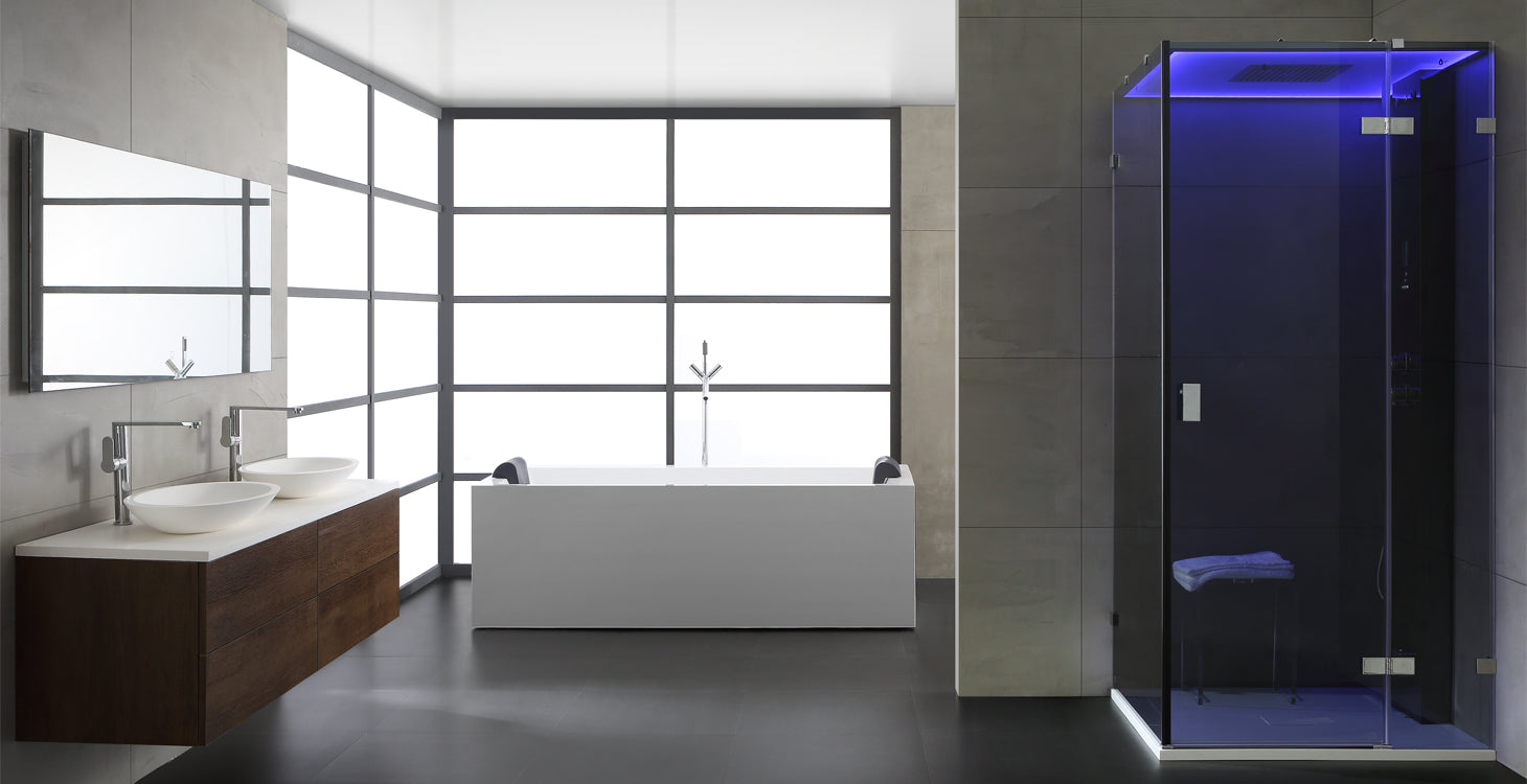 AWT Dampfdusche LD108F15 schwarz 90x90 rechts