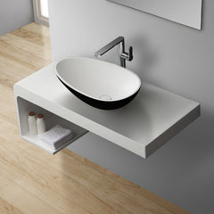 StoneArt Wastafel LC150 - zwart-wit mat - 60x35cm