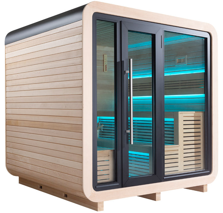 AWT Gartensauna Saunahaus THE CUBE X1 Hemlock 225x225 9kW EOS BiO-Cubo