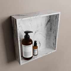 MONDIAZ EASY Nis 29,5x29,5cm in solid surface kleur Glace. 1 vak  geschikt voor in- of opbouw