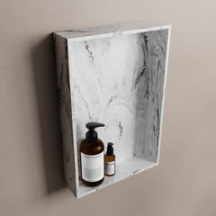 MONDIAZ EASY Nis 44,5x29,5cm in solid surface kleur Glace. 1 vak  geschikt voor in- of opbouw