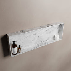 MONDIAZ EASY Nis 89,5x29,5cm in solid surface kleur Glace. 1 vak  geschikt voor in- of opbouw
