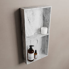 MONDIAZ EASY Nis 59,5x29,5cm in solid surface kleur Glace. 2 vakken geschikt voor in- of opbouw