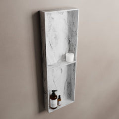 MONDIAZ EASY Nis 59,5x29,5cm in solid surface kleur Glace. 3 vakken  geschikt voor in- of opbouw