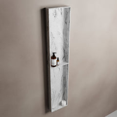 MONDIAZ EASY Nis 89,5x29,5cm in solid surface kleur Glace. 2 vakken geschikt voor in- of opbouw