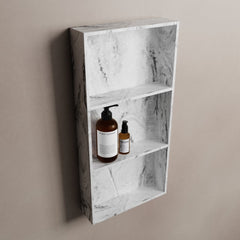 MONDIAZ EASY Nis 149,5x29,5cm in solid surface kleur Glace. 2 vakken geschikt voor in- of opbouw