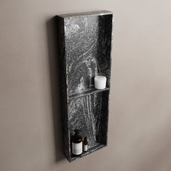 MONDIAZ EASY Niche 59.5x29.5cm in solid surface Lava colour. 3 compartments suitable for recess or surface mounting