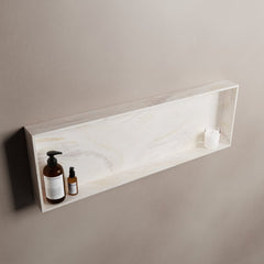 MONDIAZ EASY Nis 89,5x29,5cm in solid surface kleur Ostra. 1 vak  geschikt voor in- of opbouw