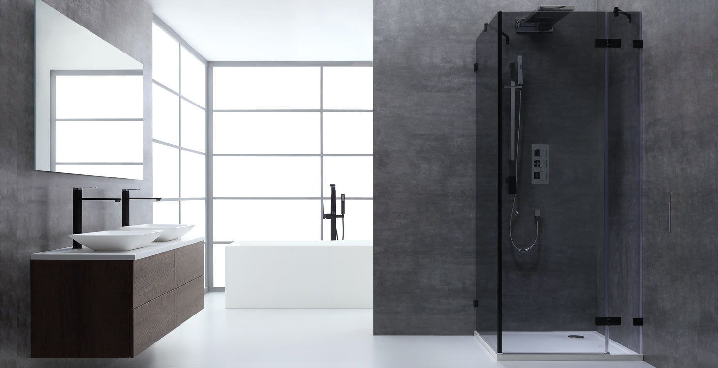 AWT Duschabtrennung LAS0900-B schwarz 90x90 rechts