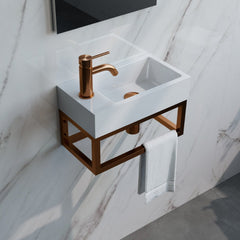 Brauer Edition fonteinset 40x22cm Wit Incl. Toebehoren en Frame Geborsteld Koper PVD