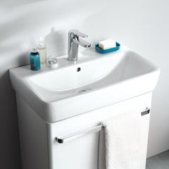 Geberit Renova Compact Wastafel Keramiek Wit met Overloop – Wandmontage – Zonder Kraan - Glans wit