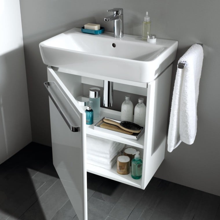 Geberit Renova Compact Wastafel Keramiek Wit met Overloop – Wandmontage – Zonder Kraan - Glans wit