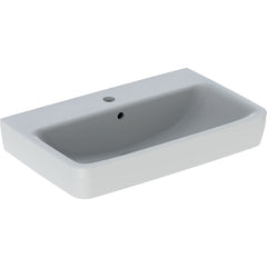 Geberit Renova Compact Wastafel Keramiek Wit met Overloop – Wandmontage – Zonder Kraan - Glans wit