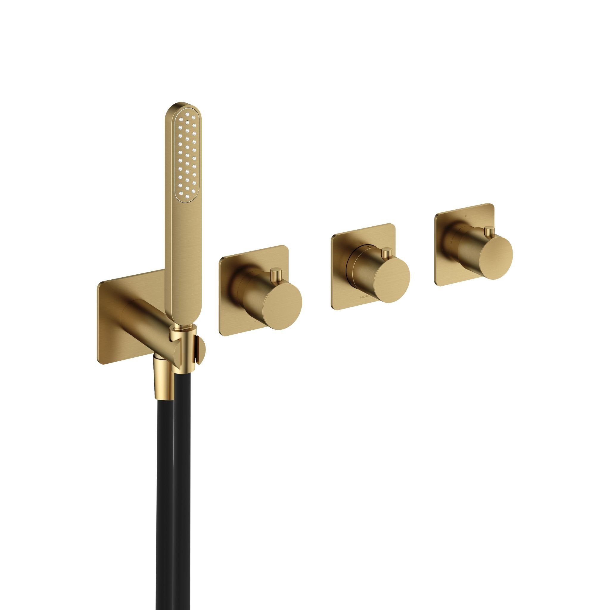 Hotbath Gal GL7071 inbouw thermostaat met 2 stopkranen en handdouche Geborsteld Nikkel PVD