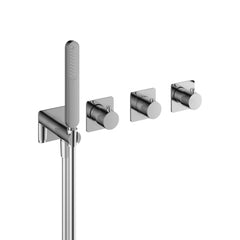 Hotbath Gal GL7071 inbouw thermostaat met 2 stopkranen en handdouche Geborsteld Nikkel PVD