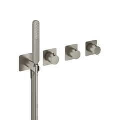 Hotbath Gal GL7071 inbouw thermostaat met 2 stopkranen en handdouche Geborsteld Nikkel PVD