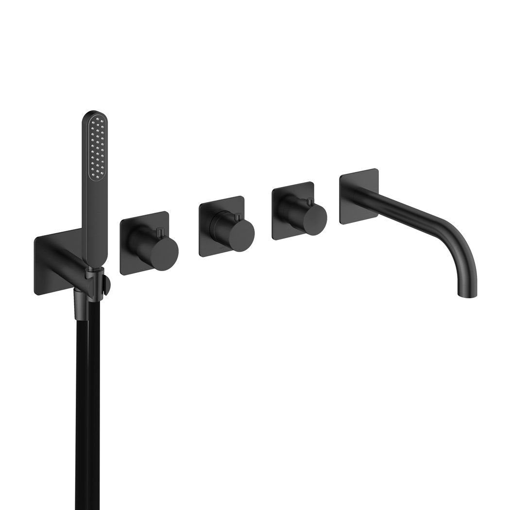 Hotbath Gal GL7072 inbouw badthermostaat met 2 stopkranen en handdouche Geborsteld Messing PVD