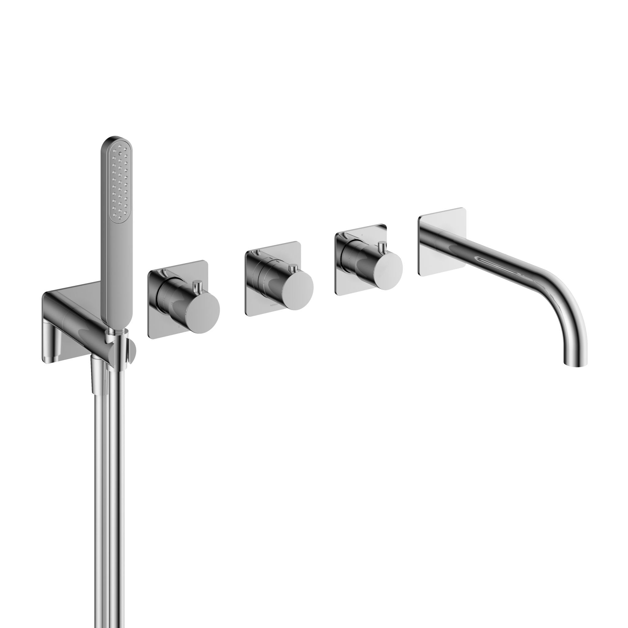 Hotbath Gal GL7072 inbouw badthermostaat met 2 stopkranen en handdouche Geborsteld Messing PVD