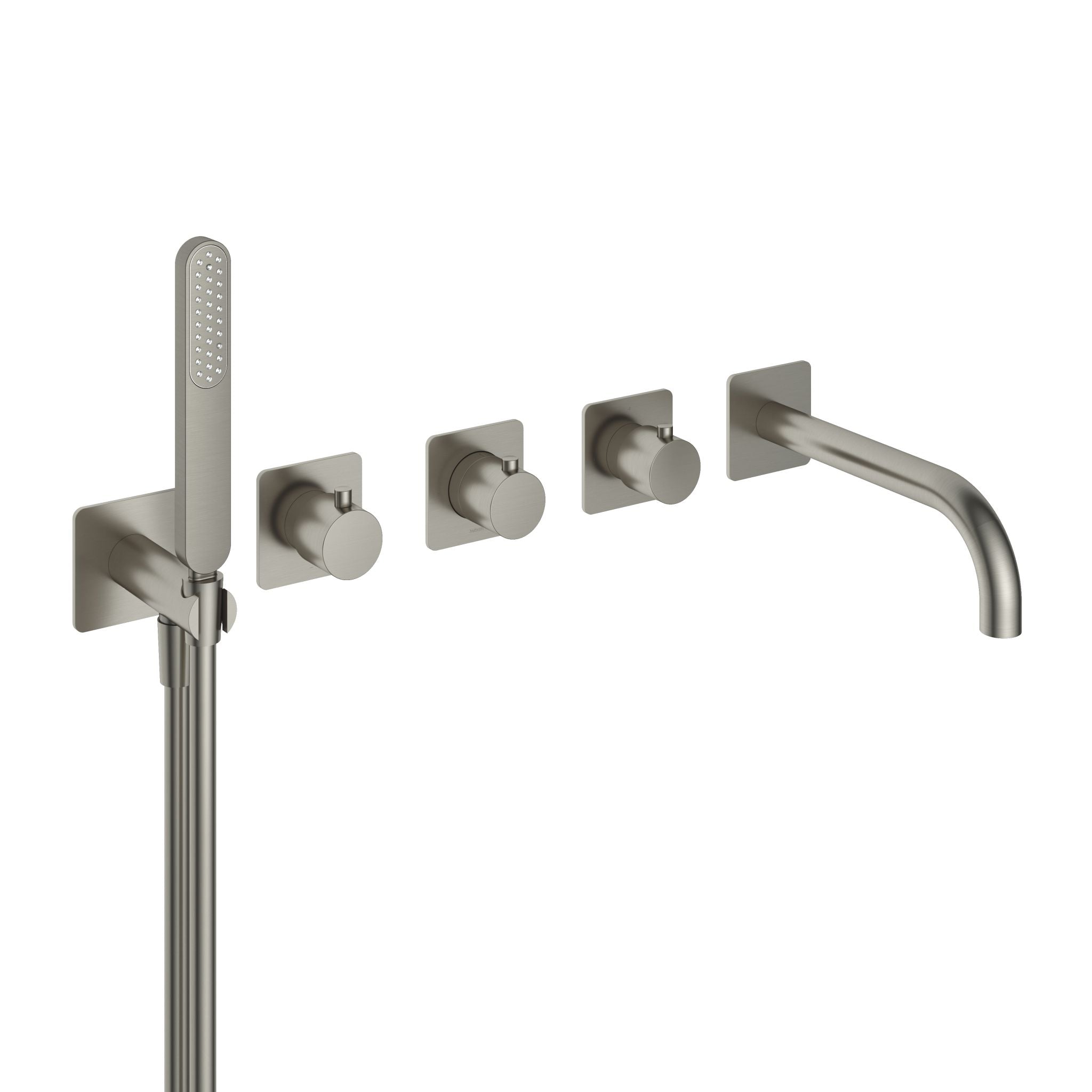 Hotbath Gal GL7072 inbouw badthermostaat met 2 stopkranen en handdouche Geborsteld Messing PVD