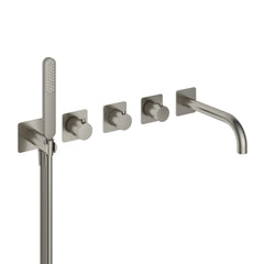 Hotbath Gal GL7072 inbouw badthermostaat met 2 stopkranen en handdouche Geborsteld Messing PVD