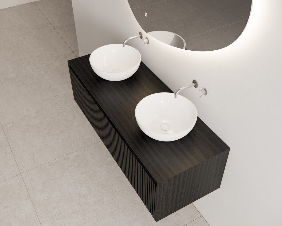 Gliss Design Timotheus badmeubel met ribbelfront incl. topplaat Black Veneer