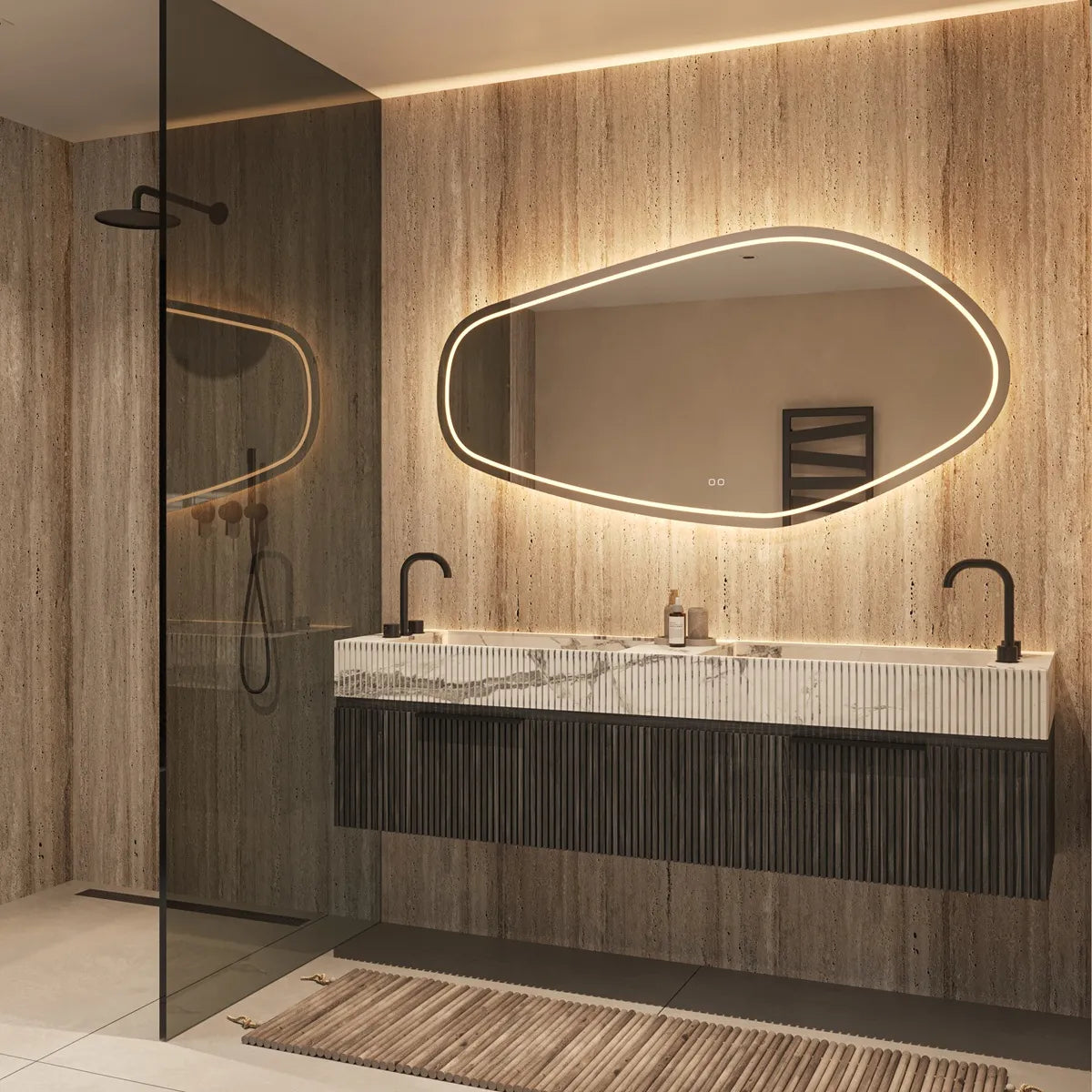 Hipp Design Phantom spiegel organisch met LED verlichting en spiegelverwarming