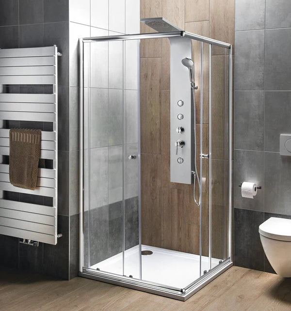 Van Rijn ST02LP150ZW douchecabine hoekinstap 90cm deur 140cm zijwand zwart