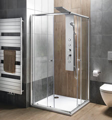 Van Rijn ST02LP150ZW douchecabine hoekinstap 90cm deur 140cm zijwand zwart