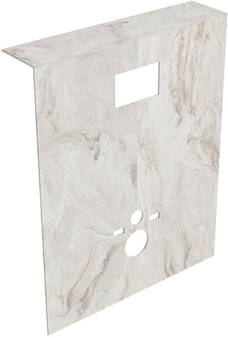 MONDIAZ HOPE Toiletplaat SET solid surface achterwand 100x125cm met Planchet 100x23cm in de kleur Frappe, voorgeboord.