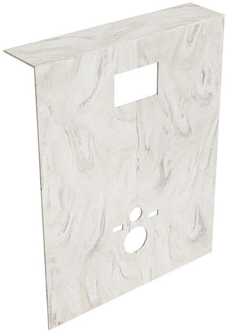 MONDIAZ HOPE Toiletplaat SET solid surface achterwand 100x125cm met Planchet 100x23cm in de kleur Ostra, voorgeboord.