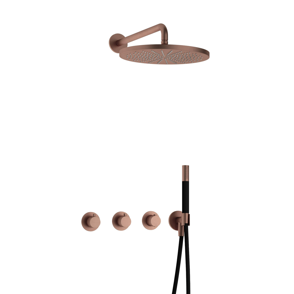 Hotbath Cobber IBS70 Regendoucheset inbouw - 30cm ronde hoofddouche - geborsteld koper PVD