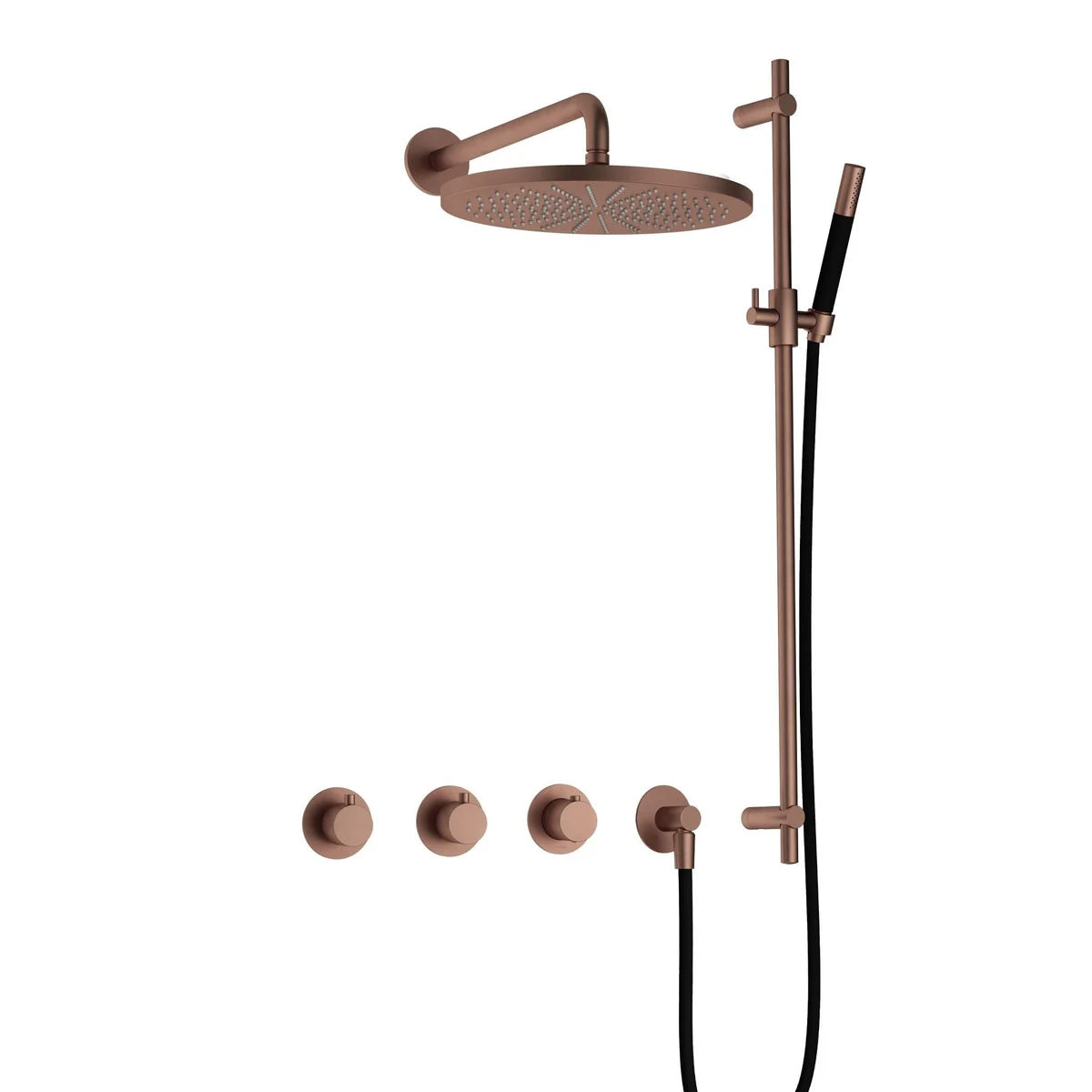 Hotbath Cobber IBS70 Regendoucheset inbouw - 30cm ronde hoofddouche - geborsteld koper PVD