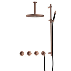 Hotbath Cobber IBS70 Regendoucheset inbouw - 30cm ronde hoofddouche - geborsteld koper PVD