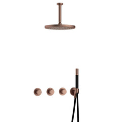 Hotbath Cobber IBS70 Regendoucheset inbouw - 30cm ronde hoofddouche - geborsteld koper PVD