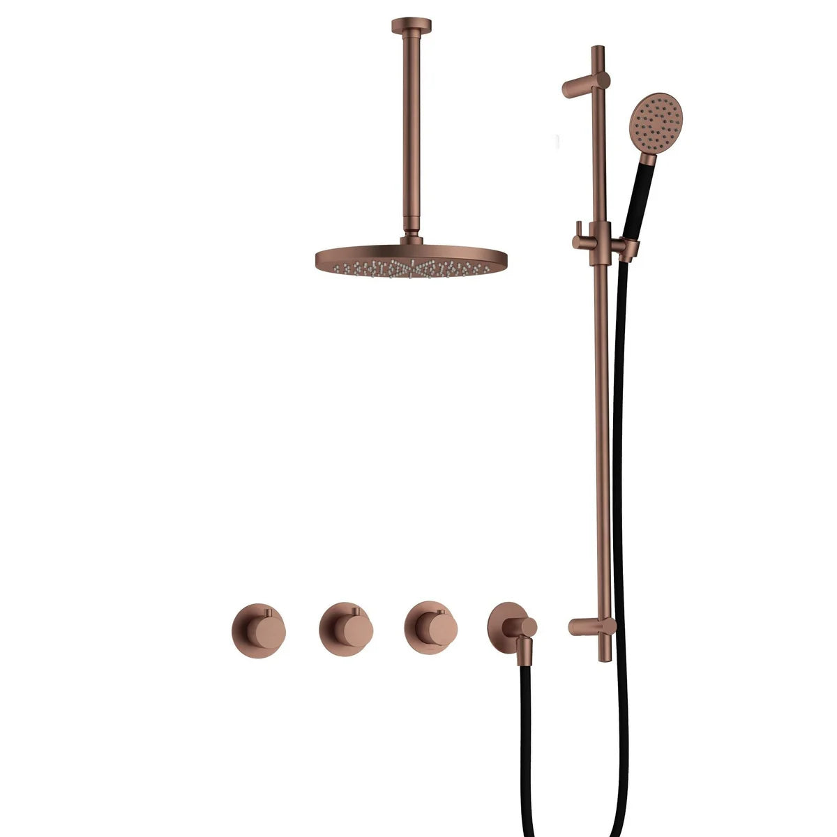 Hotbath Cobber IBS70 Regendoucheset inbouw - 30cm ronde hoofddouche - geborsteld koper PVD