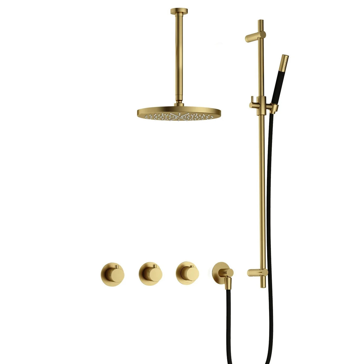 Hotbath Cobber IBS70 Regendoucheset inbouw - 30cm ronde hoofddouche - geborsteld messing PVD